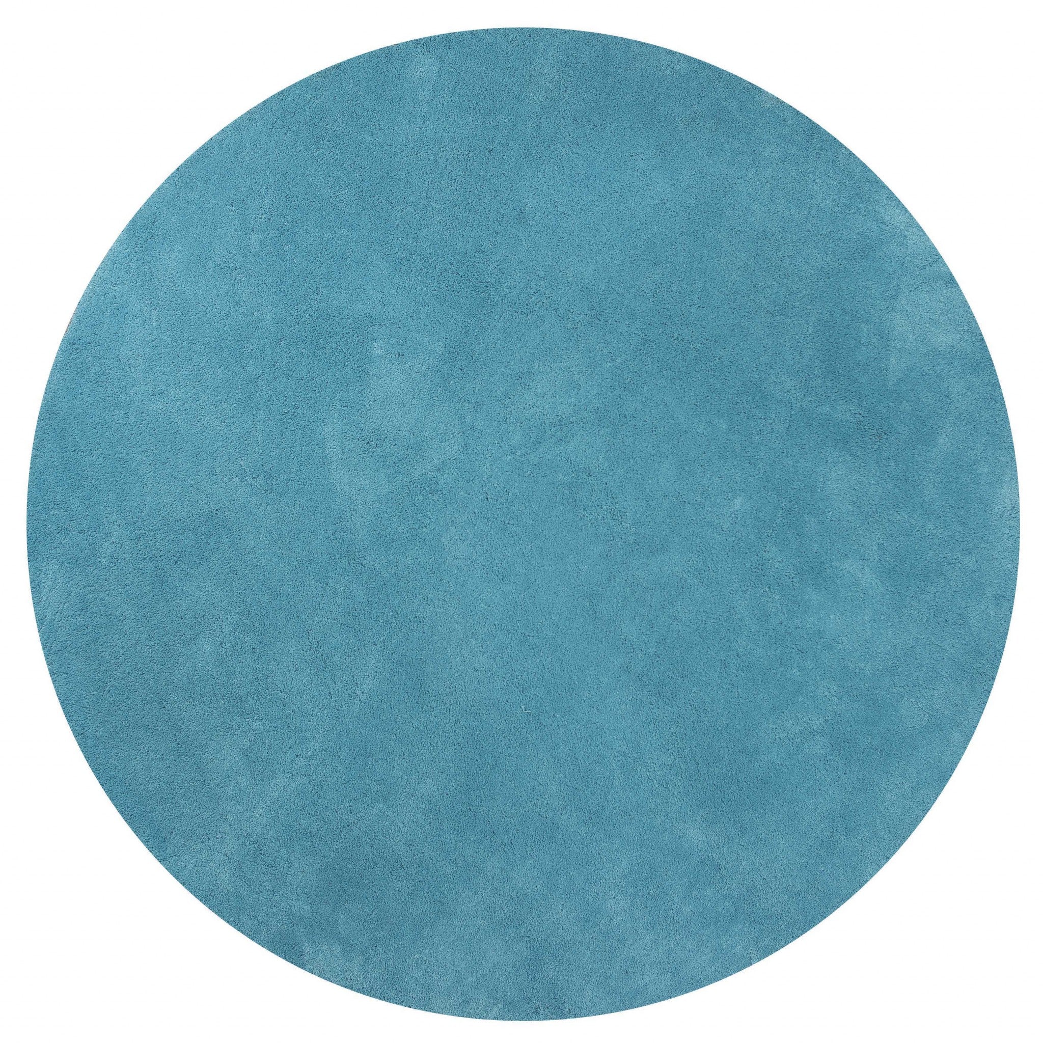 8' Blue Hand Woven Round Rug-Area Rugs-DECOROLALA