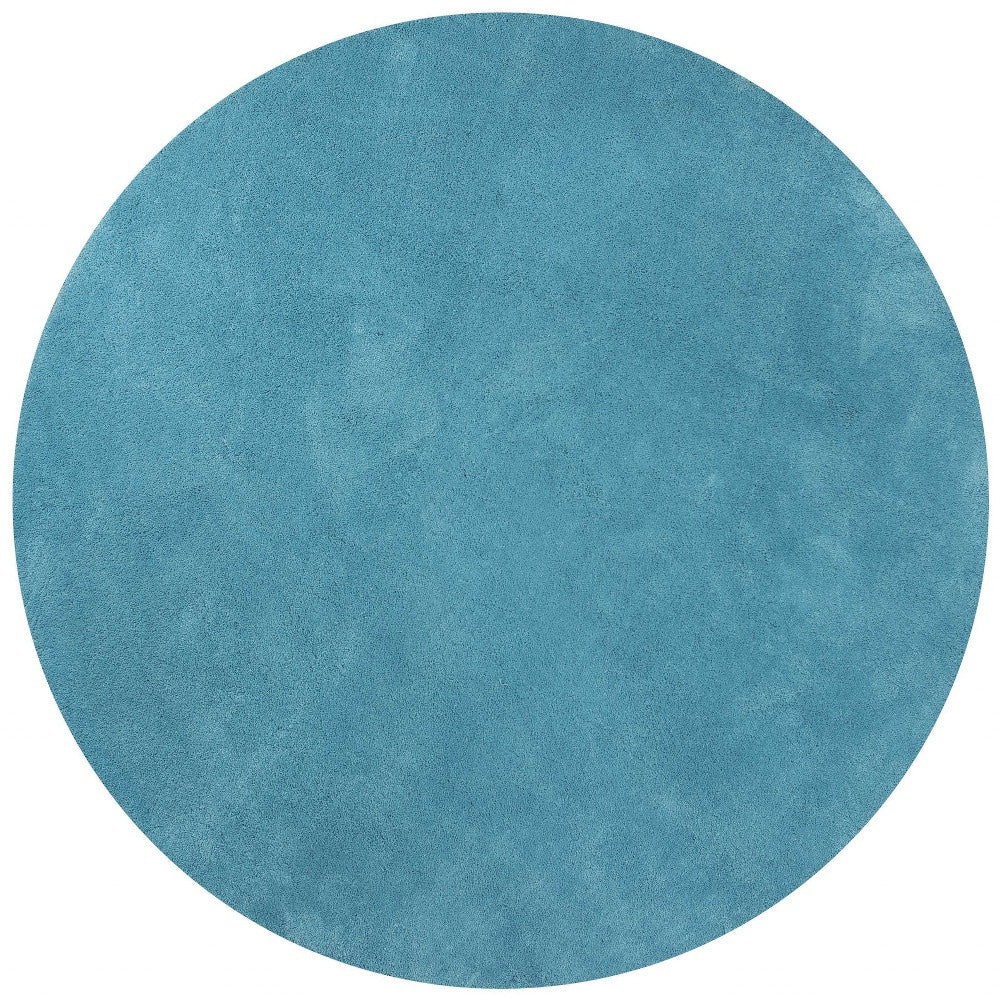 8' Blue Hand Woven Round Rug-Area Rugs-DECOROLALA