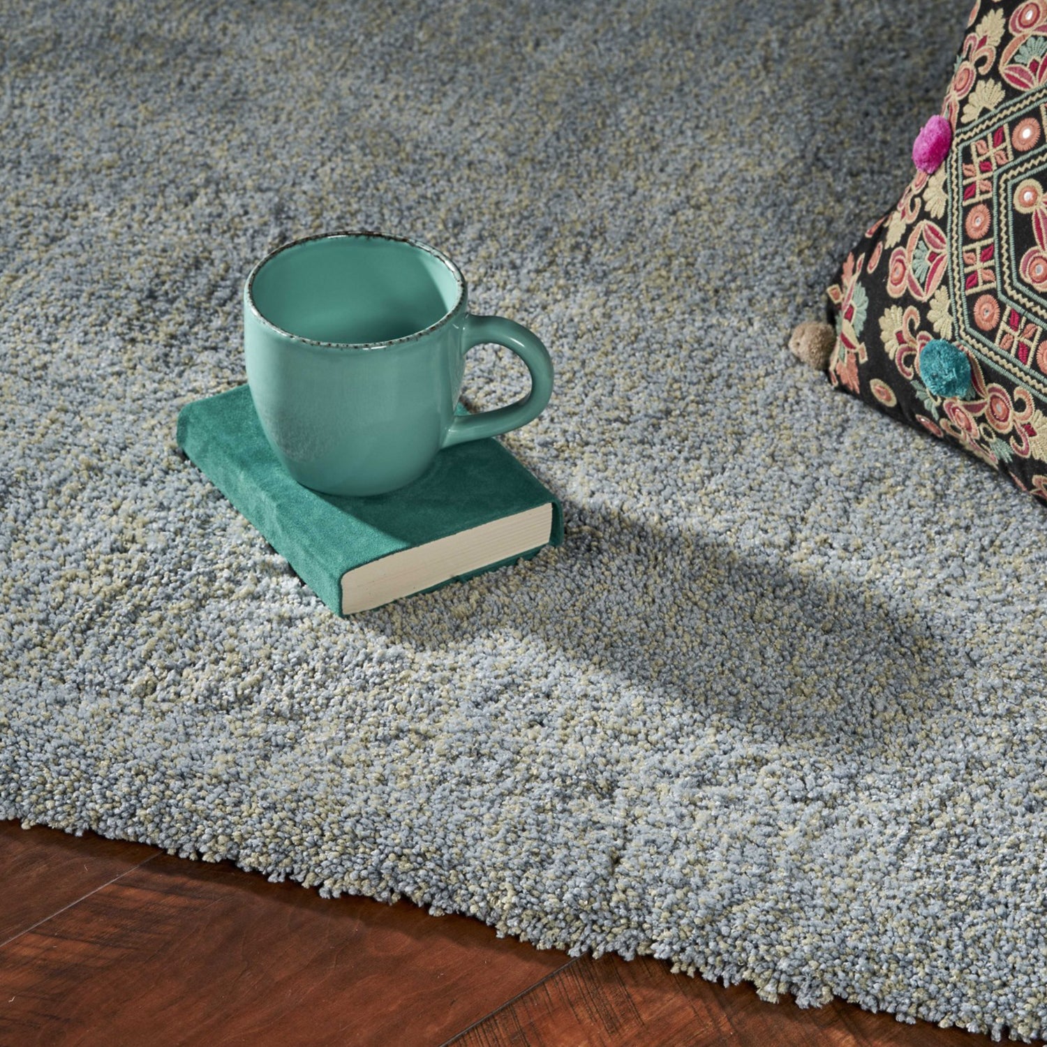 8' Blue Hand Woven Round Rug-Area Rugs-DECOROLALA