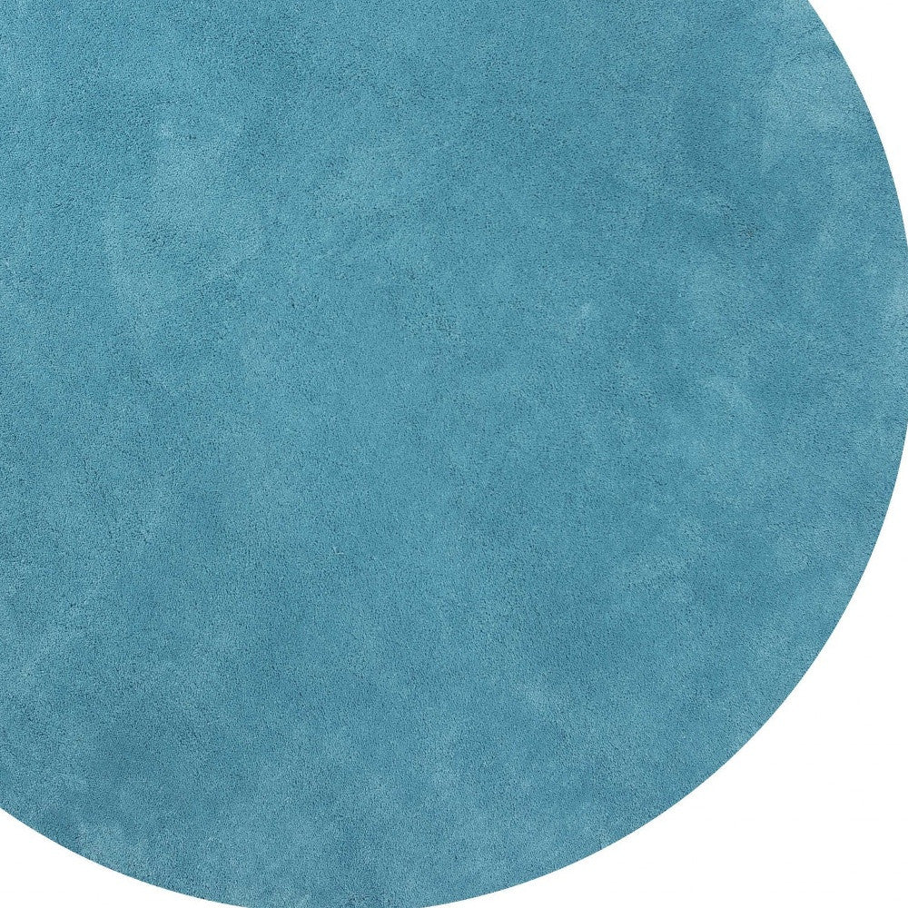 8' Blue Hand Woven Round Rug-Area Rugs-DECOROLALA