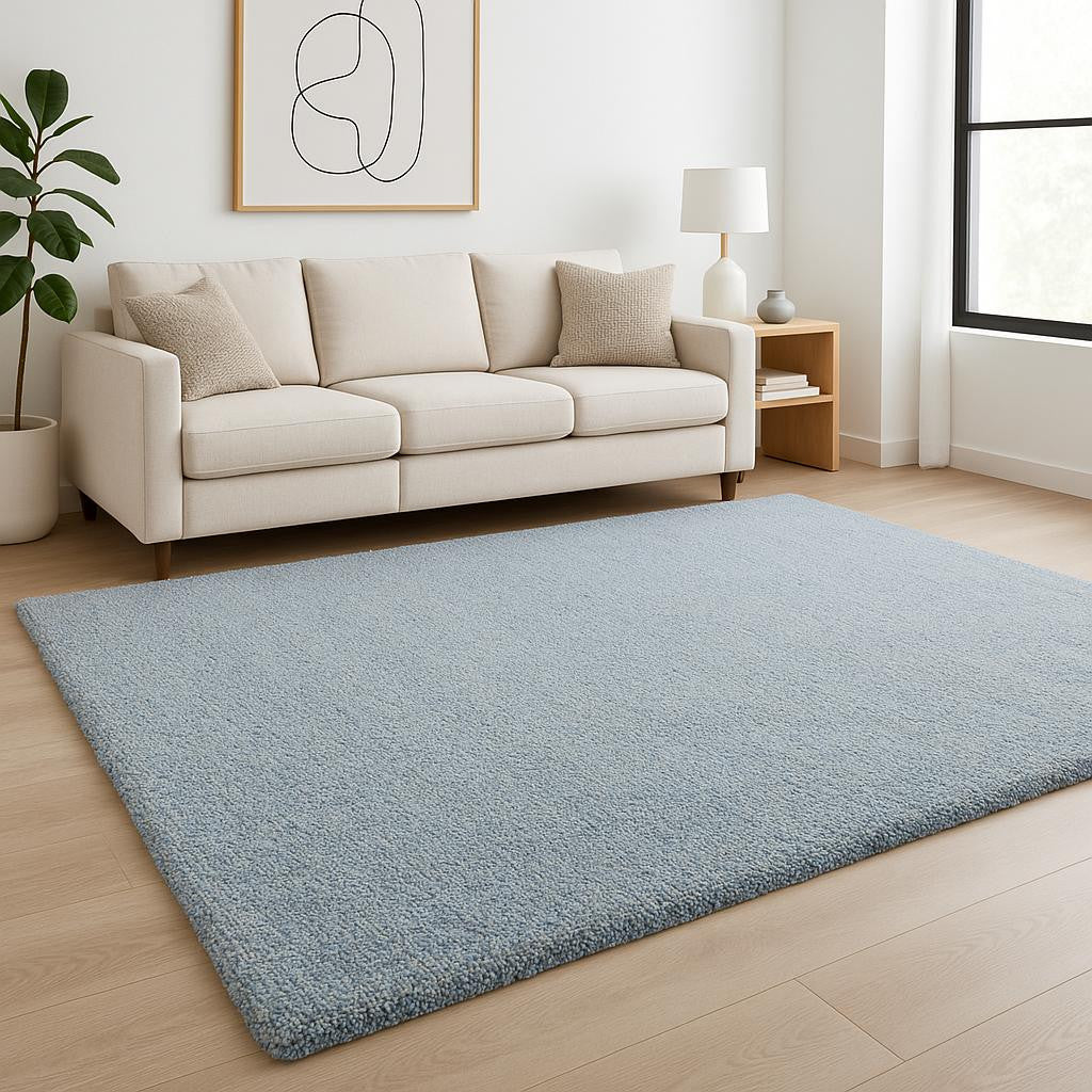 8' Blue Hand Woven Round Rug-Area Rugs-DECOROLALA