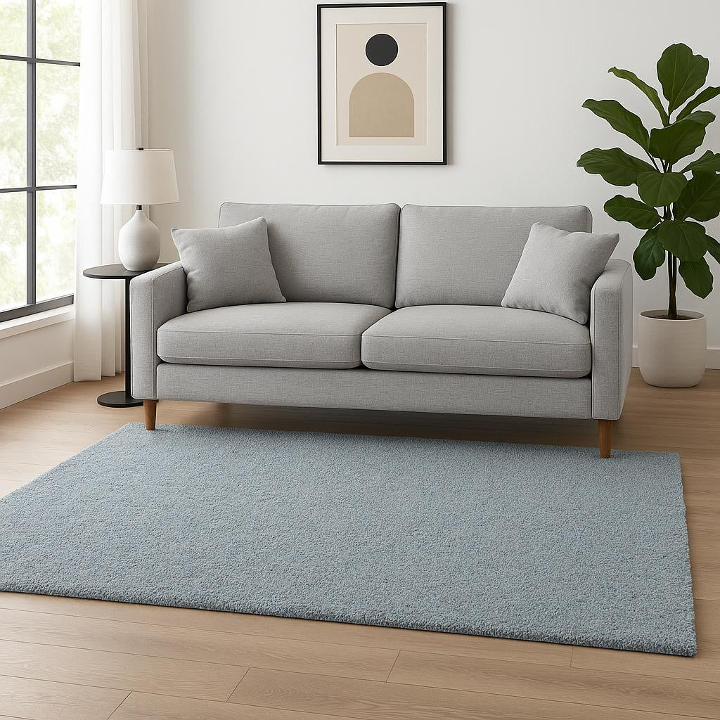 8' Blue Hand Woven Round Rug-Area Rugs-DECOROLALA