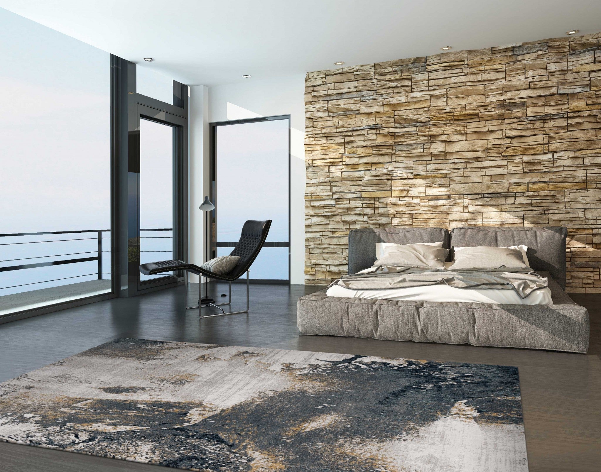 8' Blue Red And Pink Fish and Coral Hand Hooked Runner Rug-Area Rugs-DECOROLALA