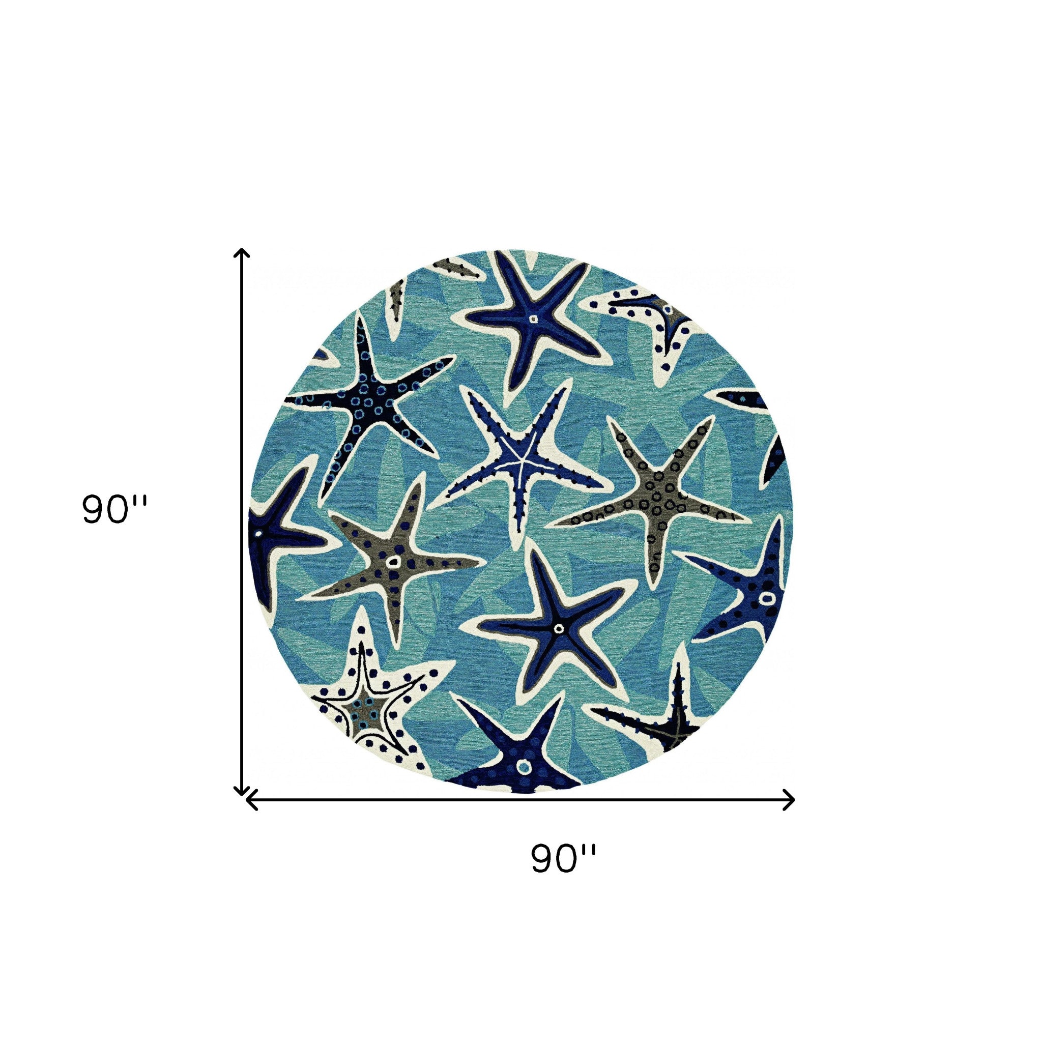 8' Blue Round Abstract Indoor Outdoor Area Rug-Outdoor Rugs-DECOROLALA