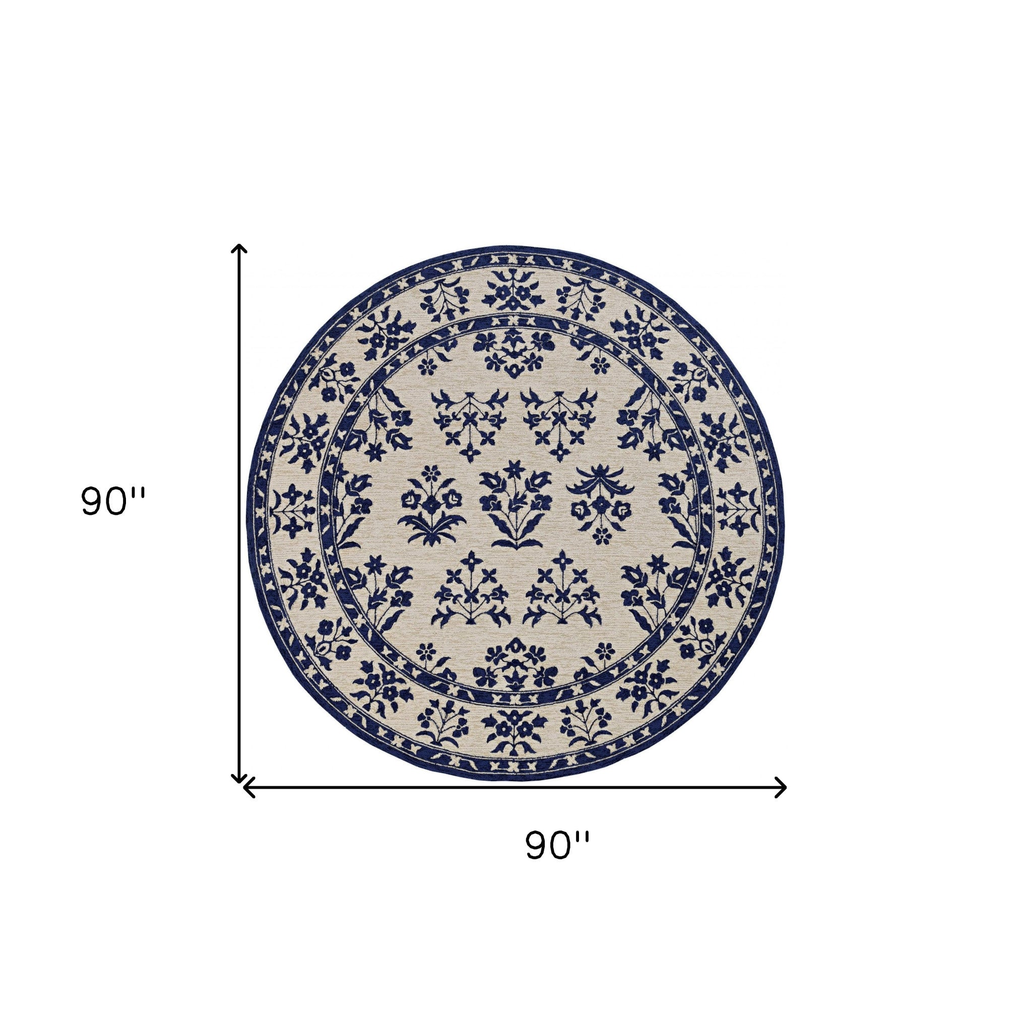 8' Blue Round Hand Tufted Area Rug With UV Protection-Area Rugs-DECOROLALA