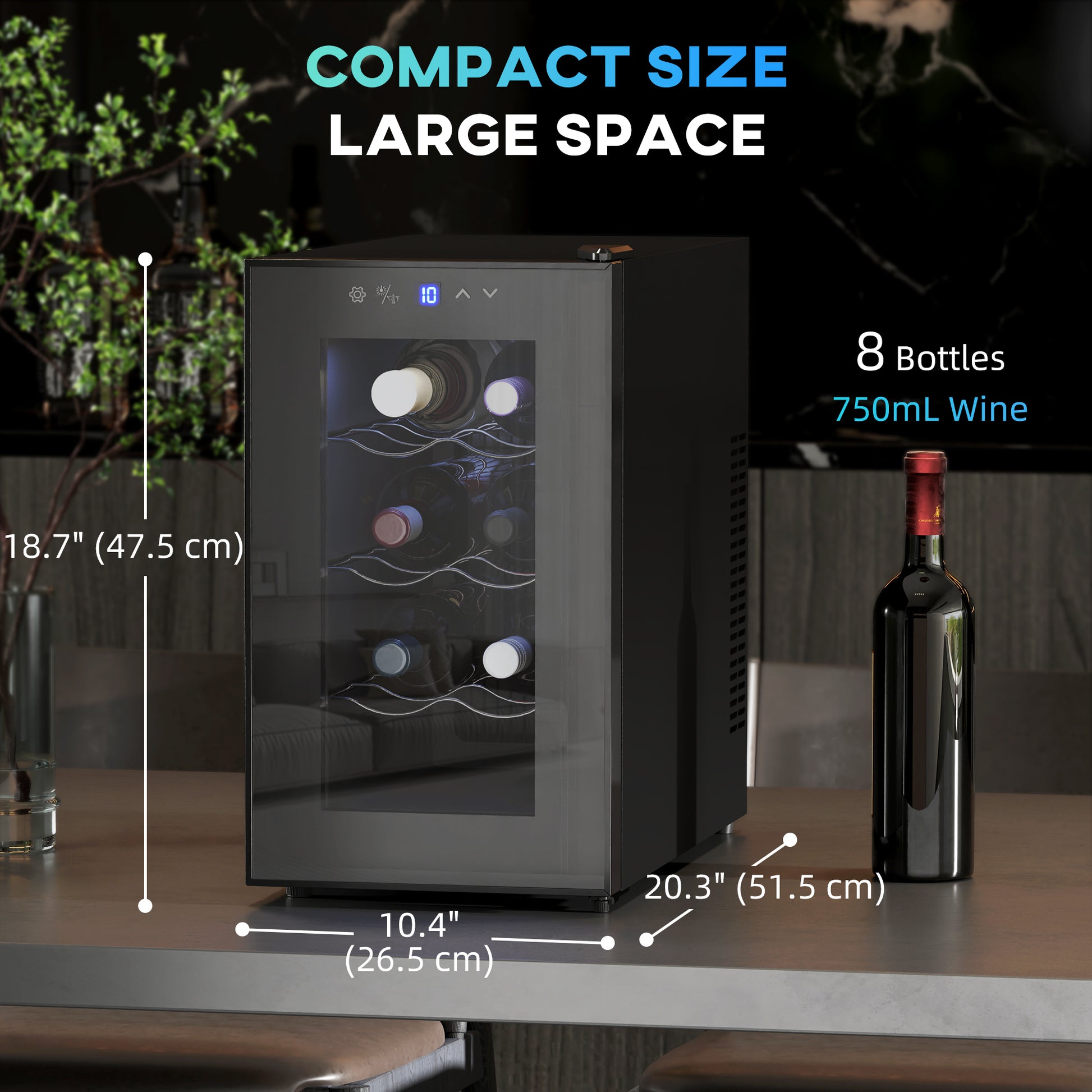 8 Bottle Wine Cooler Refrigerator - Black Quiet Fridge-DECOROLALA
