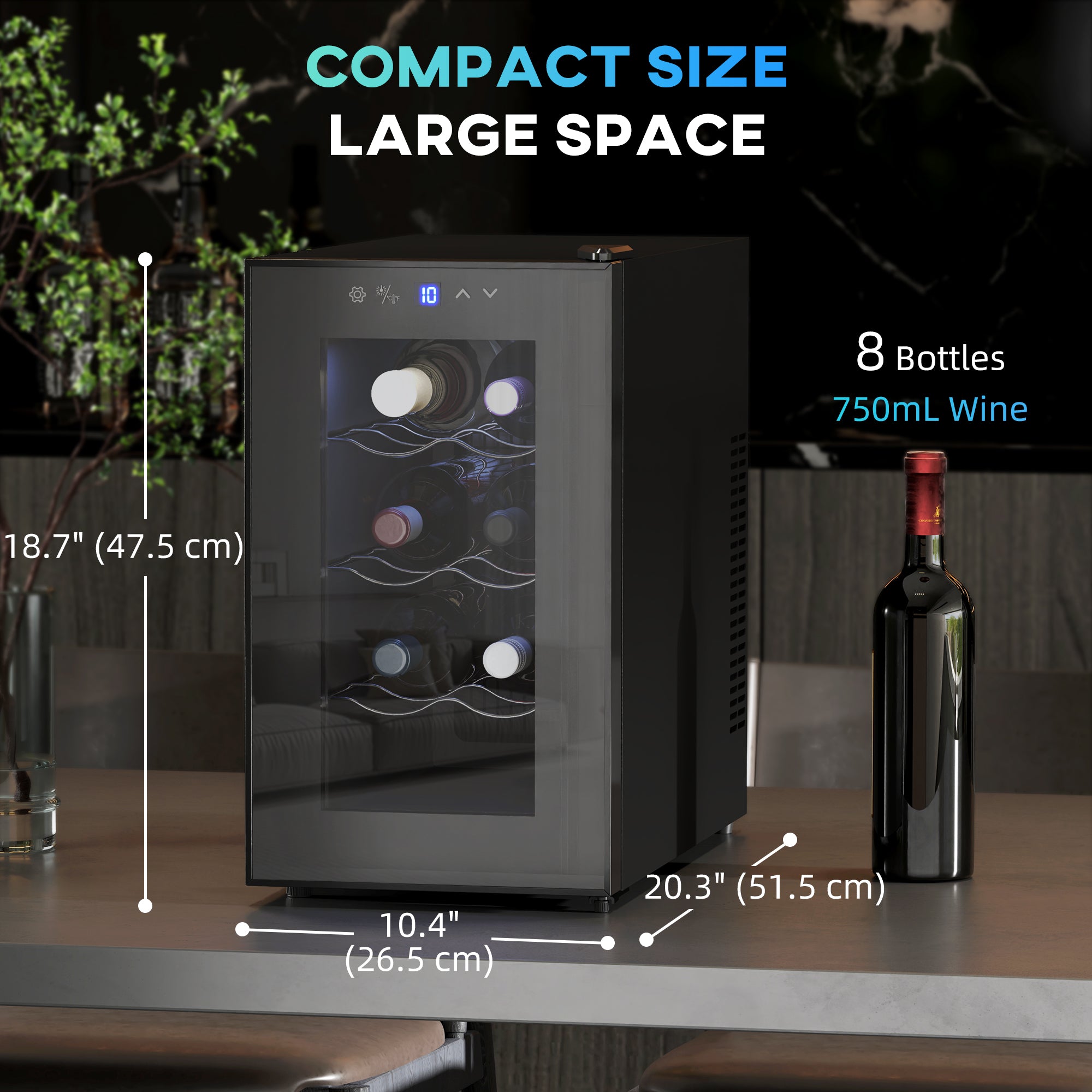 8 Bottle Wine Cooler Refrigerator - Black Quiet Fridge-DECOROLALA