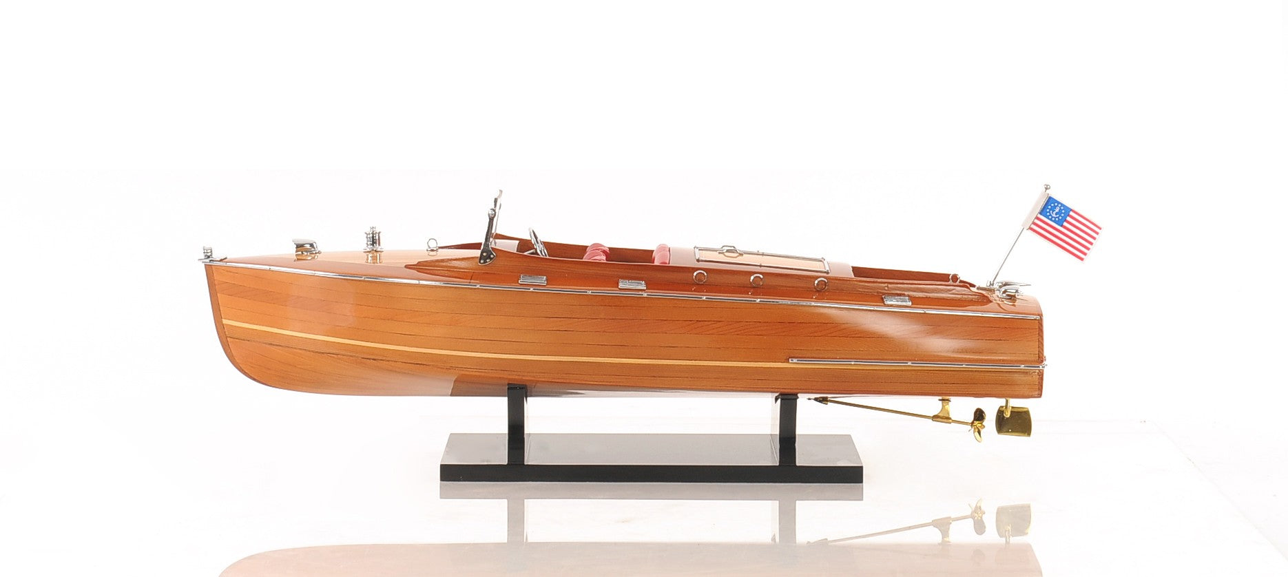 8" Brown Manufactured Wood Hand Painted Decorative Boat-Sculptures-DECOROLALA