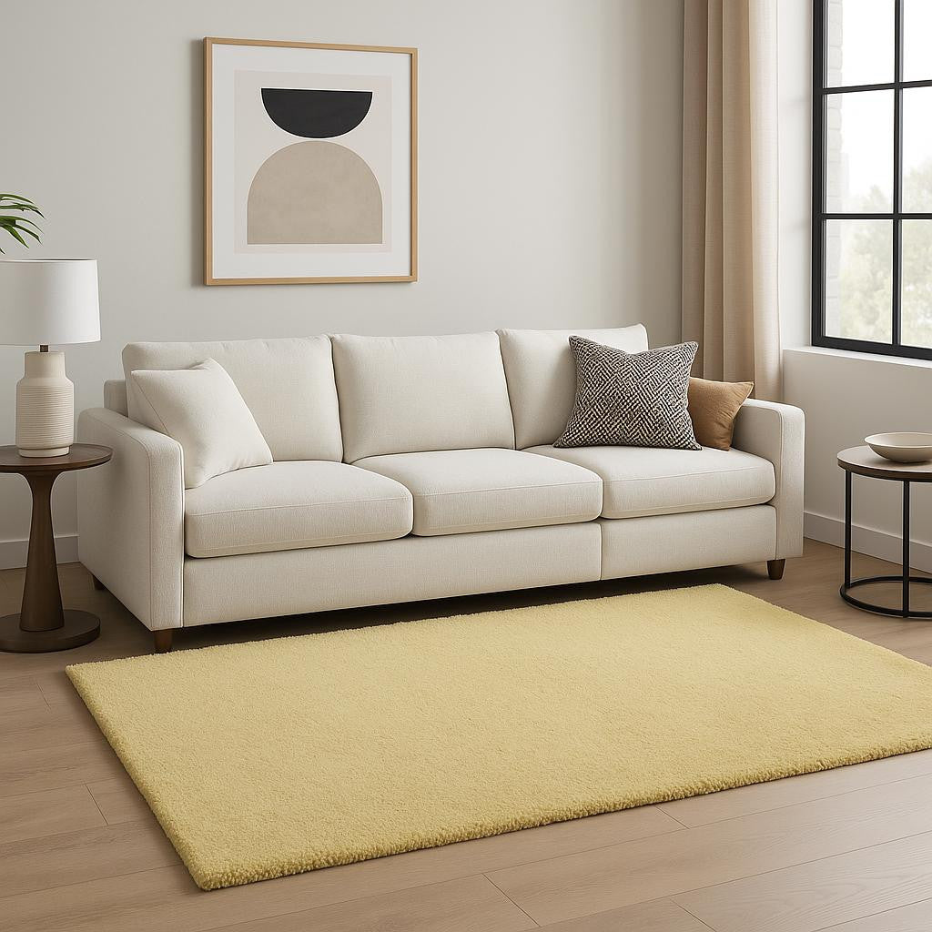 8' Canary Yellow Hand Woven Round Rug-Area Rugs-DECOROLALA