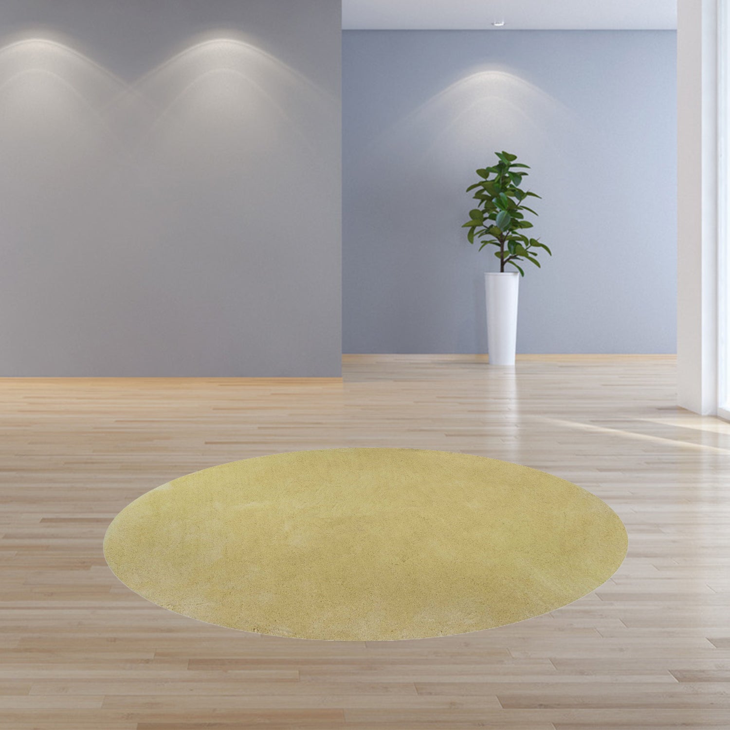 8' Canary Yellow Hand Woven Round Rug-Area Rugs-DECOROLALA