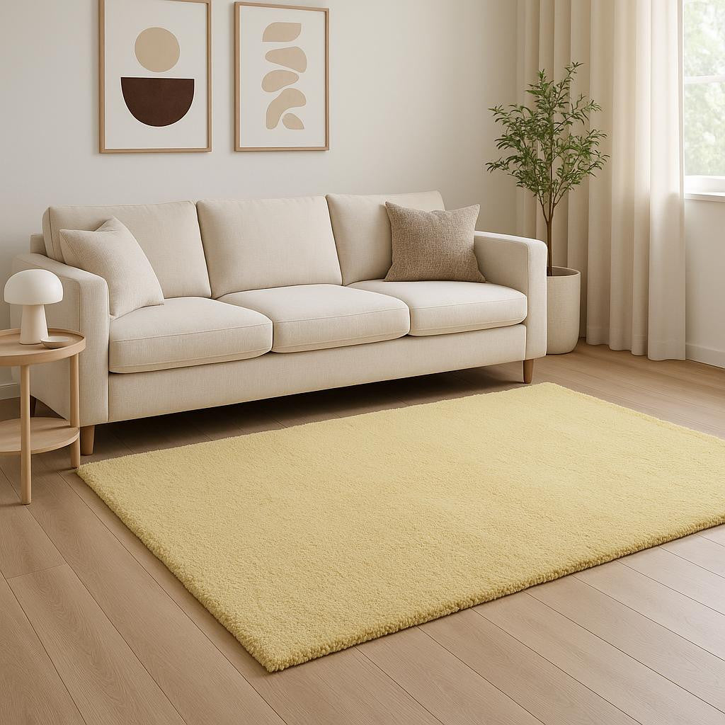 8' Canary Yellow Hand Woven Round Rug-Area Rugs-DECOROLALA