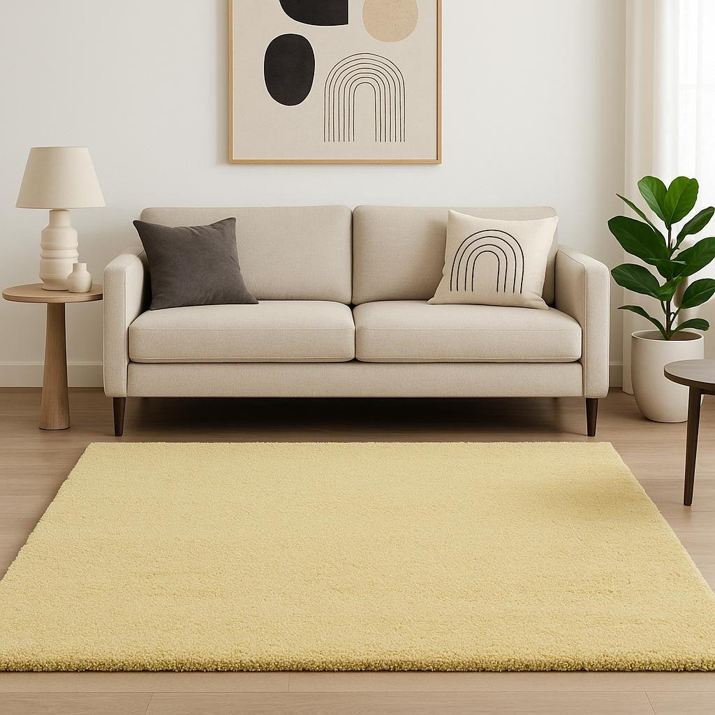 8' Canary Yellow Hand Woven Round Rug-Area Rugs-DECOROLALA