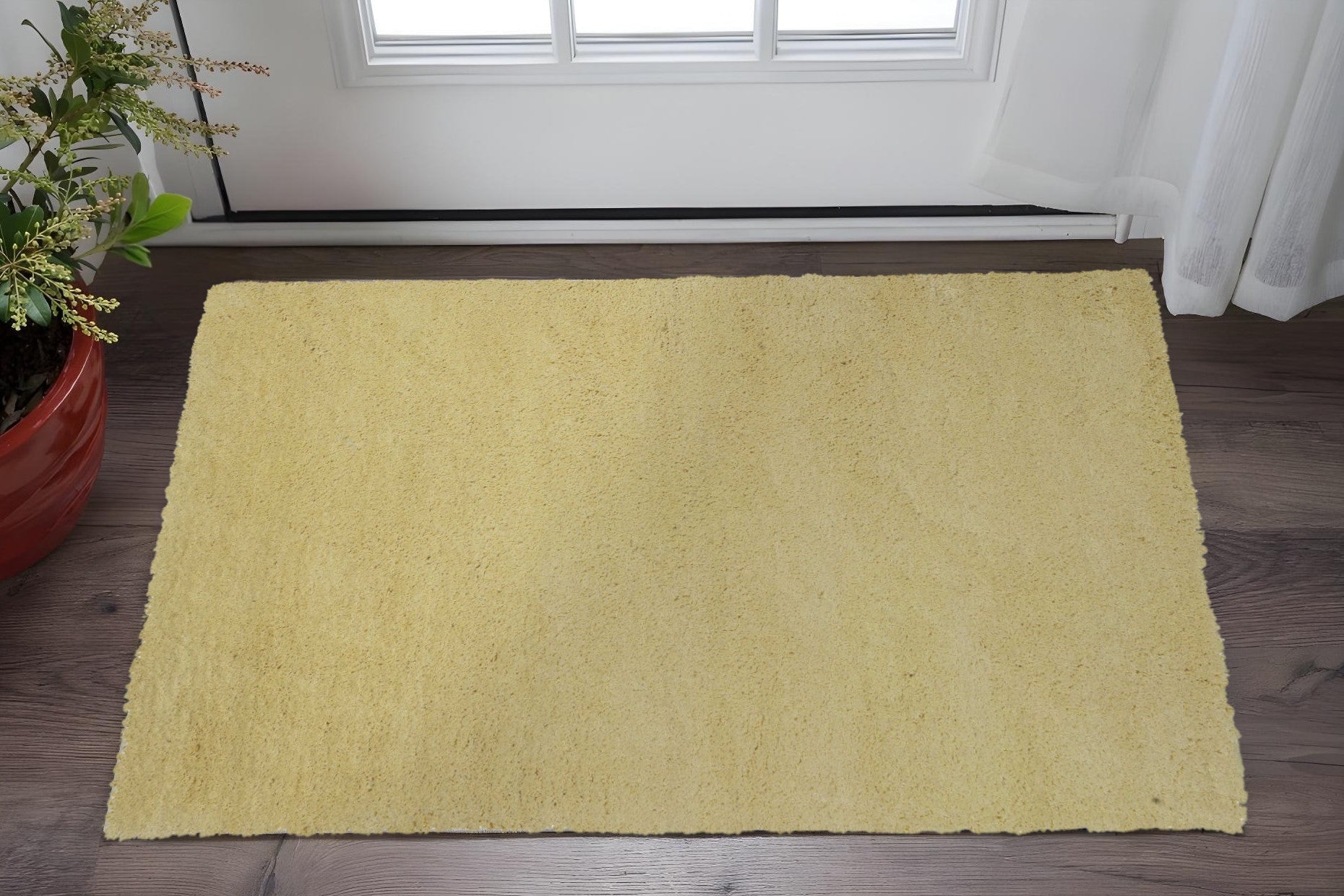 8' Canary Yellow Hand Woven Round Rug-Area Rugs-DECOROLALA