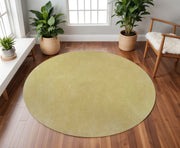 8' Canary Yellow Hand Woven Round Rug-Area Rugs-DECOROLALA