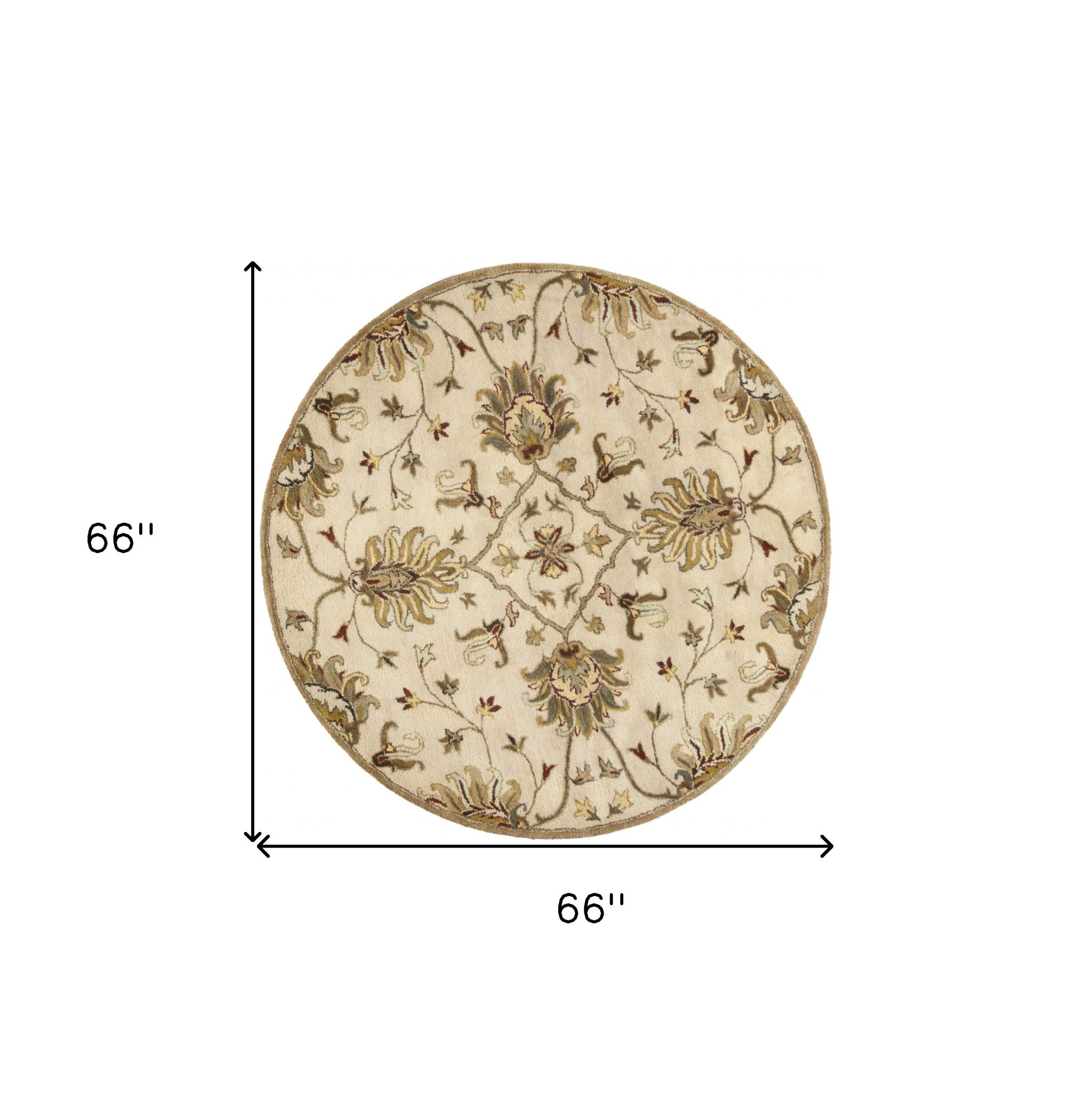 8' Champagne Red And Brown Wool Floral Medallion Hand Tufted Runner Rug-Area Rugs-DECOROLALA