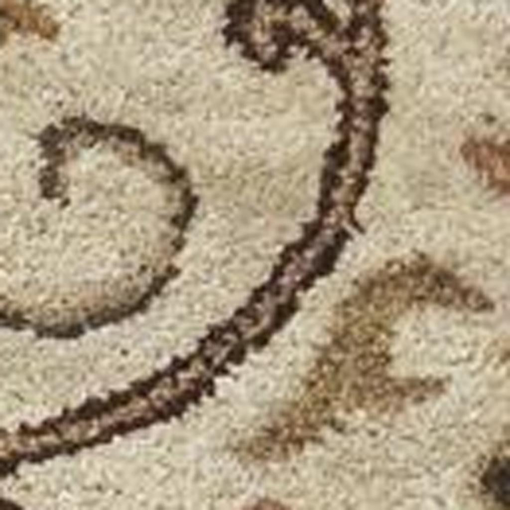 8' Champagne Red And Brown Wool Floral Medallion Hand Tufted Runner Rug-Area Rugs-DECOROLALA