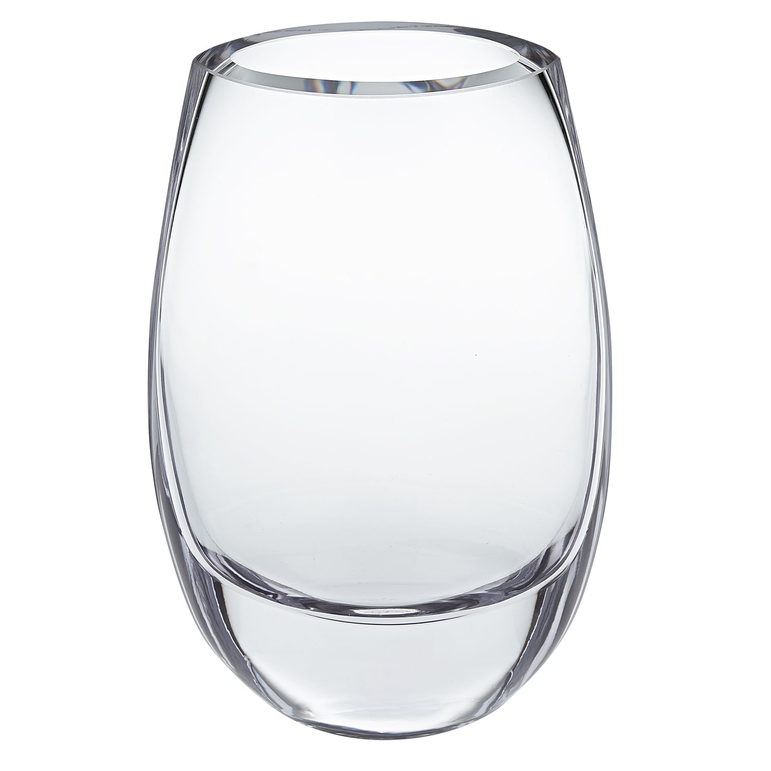 8" Clear Oval Crystal Glass Table Vase-Vases-DECOROLALA
