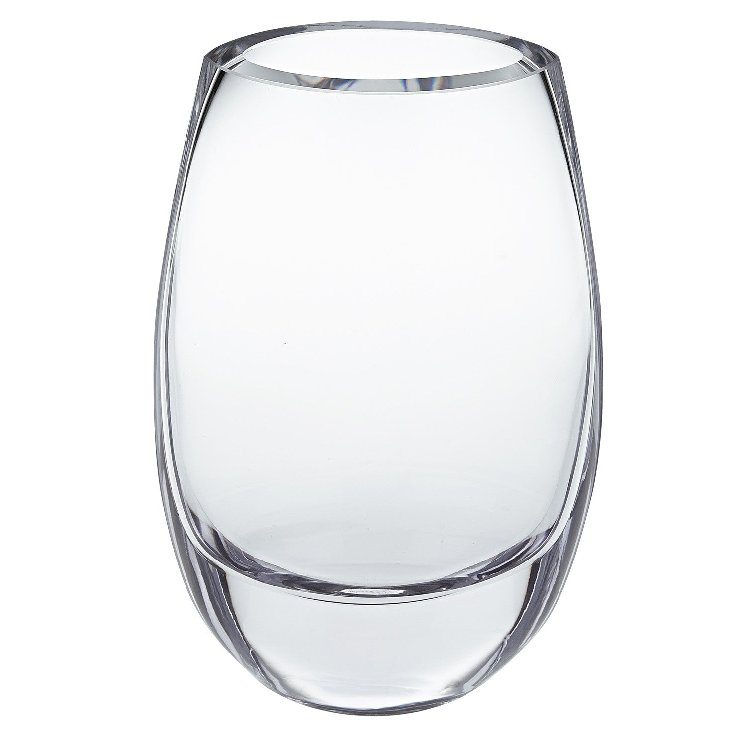 8" Clear Oval Crystal Glass Table Vase-Vases-DECOROLALA