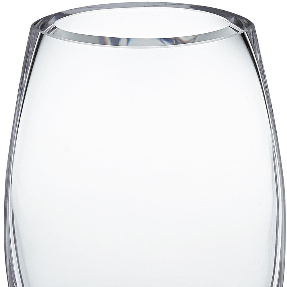 8" Clear Oval Crystal Glass Table Vase-Vases-DECOROLALA