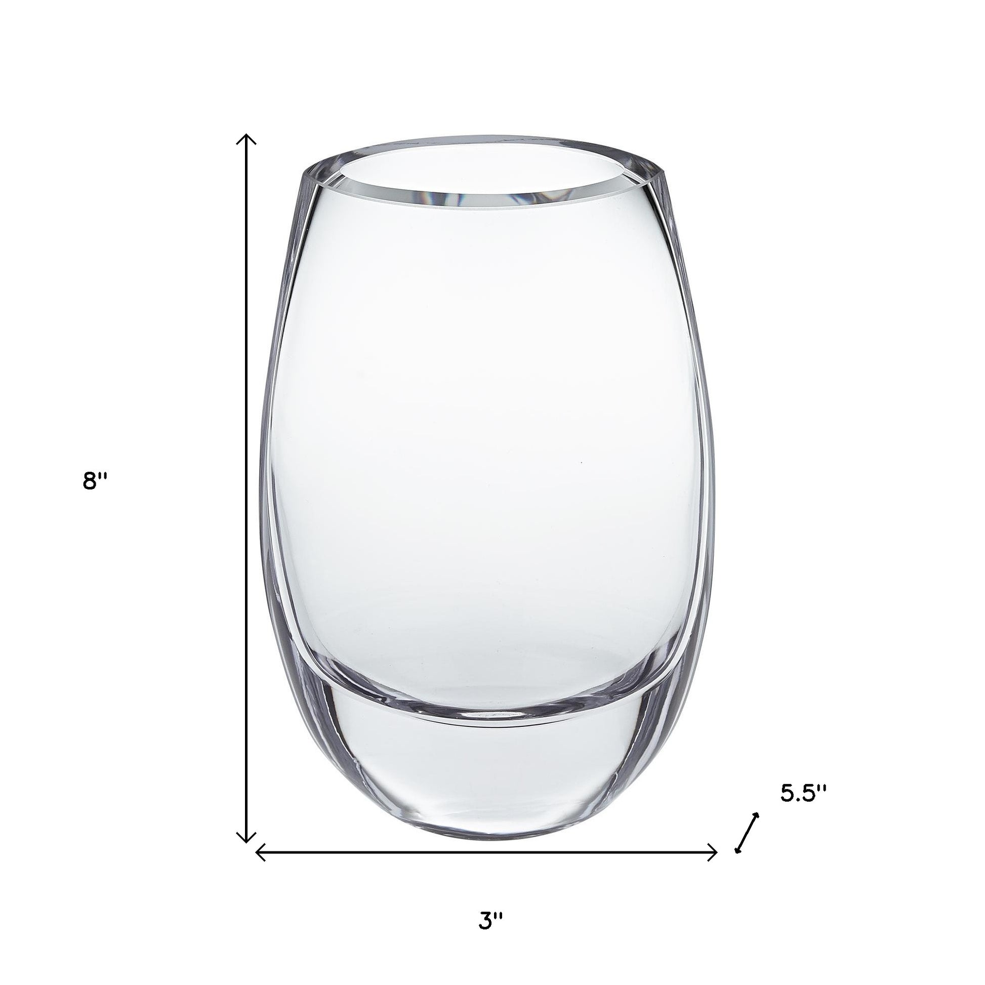 8" Clear Oval Crystal Glass Table Vase-Vases-DECOROLALA