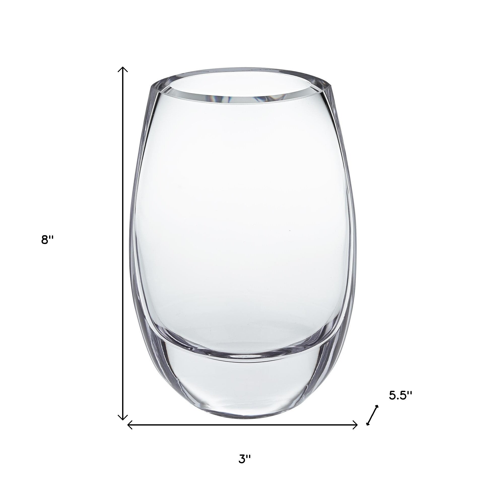 8" Clear Oval Crystal Glass Table Vase-Vases-DECOROLALA