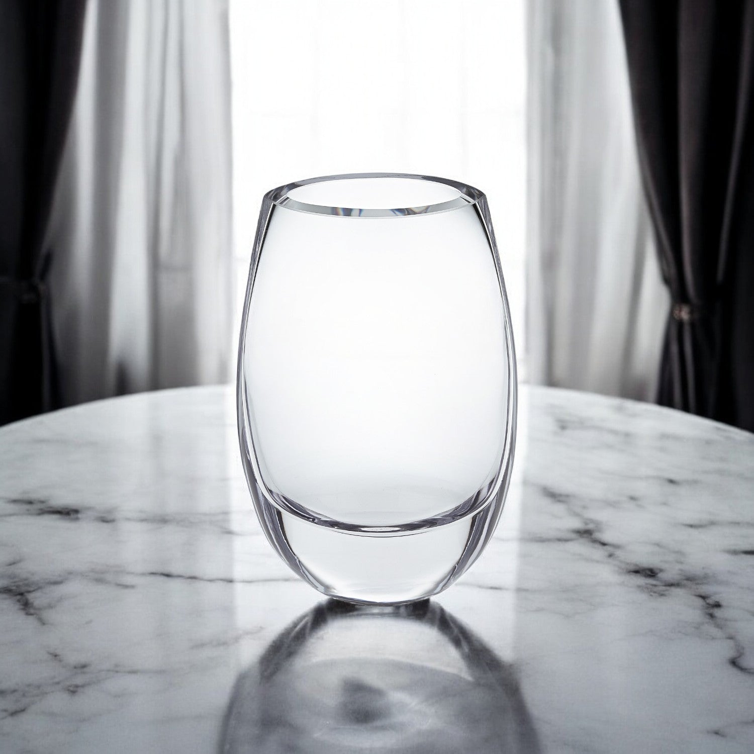 8" Clear Oval Crystal Glass Table Vase-Vases-DECOROLALA