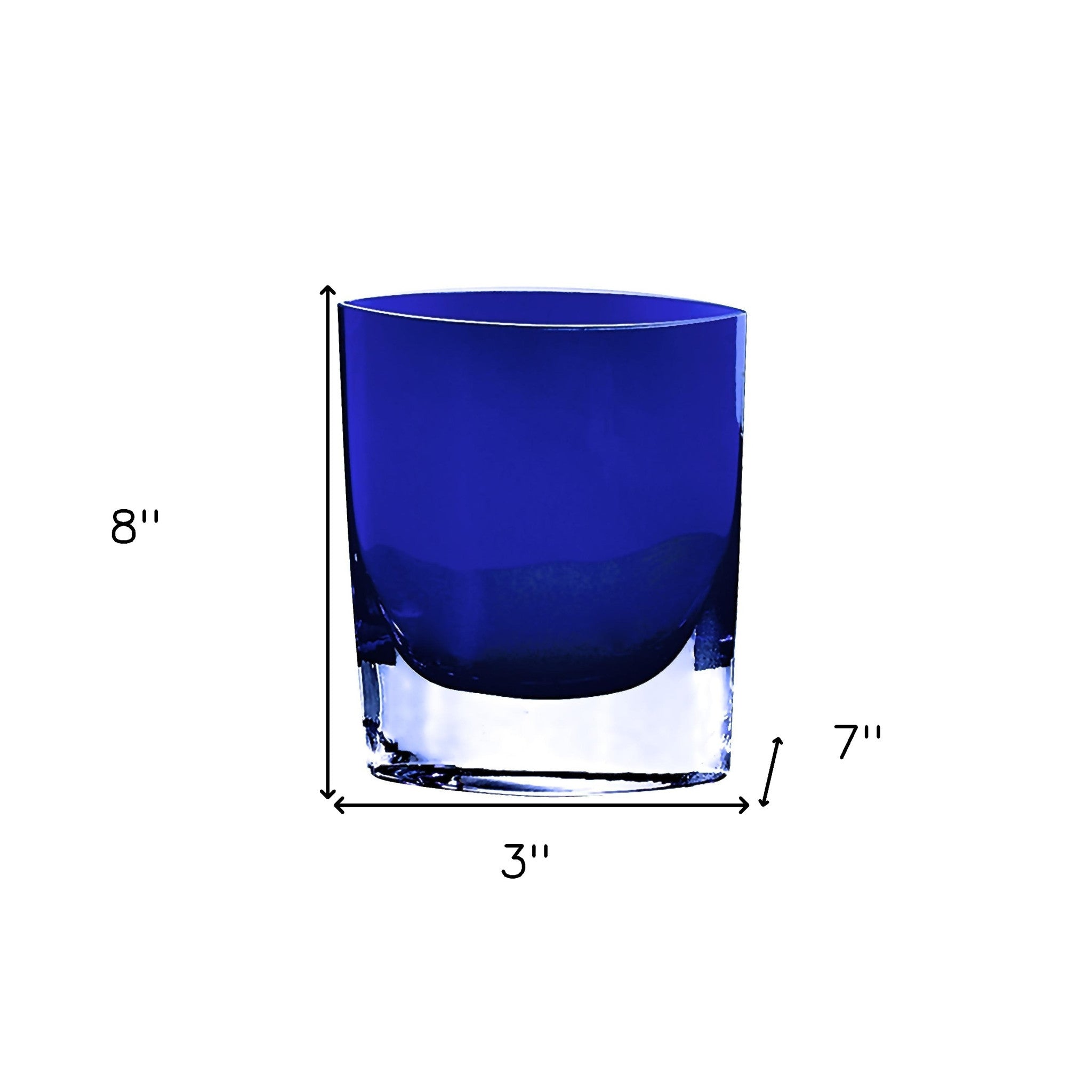 8" Cobalt And Clear Oval Lead Free Crystal Table Vase-Vases-DECOROLALA