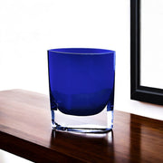 8" Cobalt And Clear Oval Lead Free Crystal Table Vase-Vases-DECOROLALA