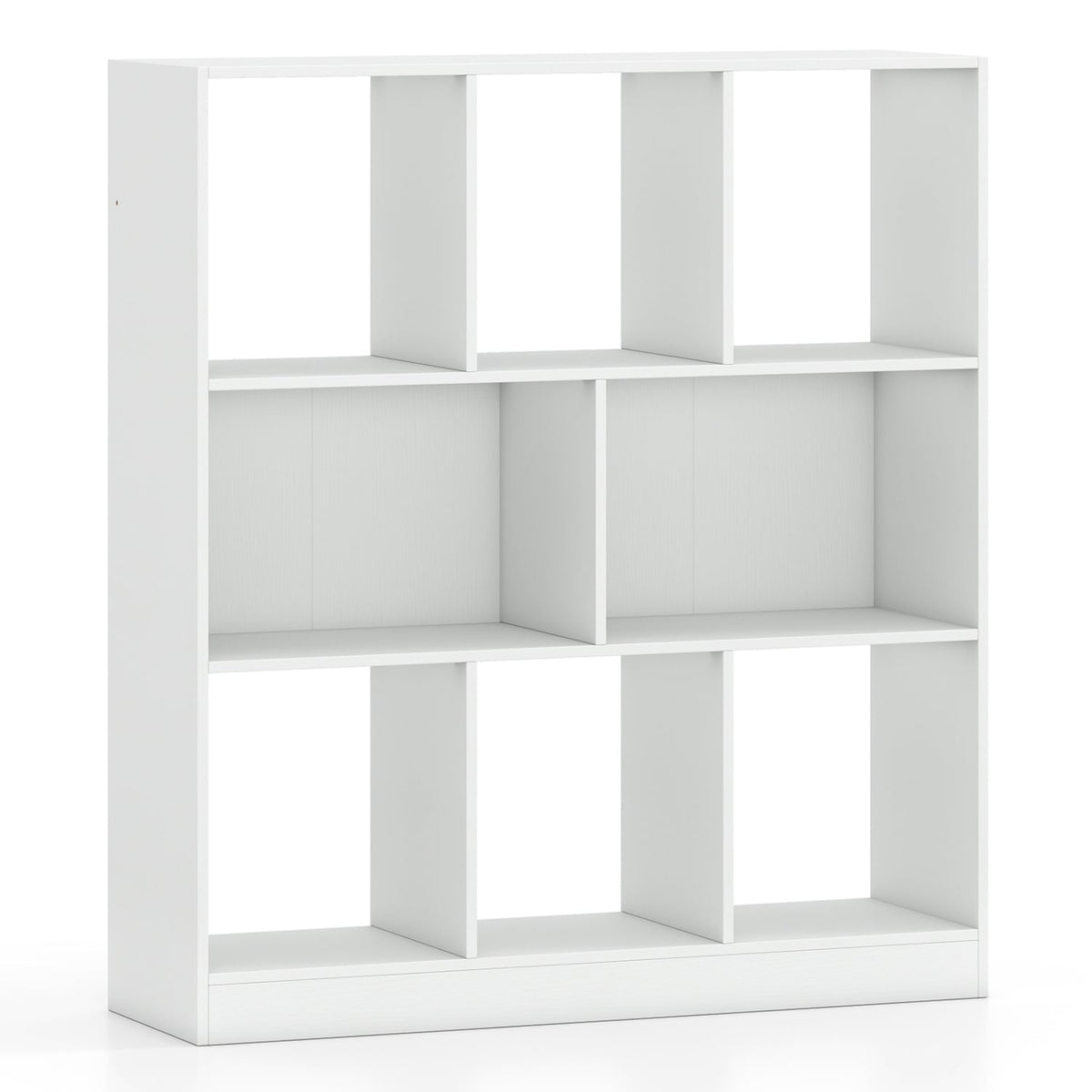 8-Cube Bookcase 3-Tier with 2-Sized Compartments and Anti-Tip Kits for Living Room-White-Bookcases-DECOROLALA