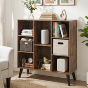 8-Cube Bookcase with Raised Support Legs for Living Room-Rustic Brown-Bookcases-DECOROLALA