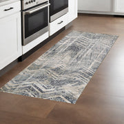 8' Dark Gray And Ivory Chevron Runner Rug-Area Rugs-DECOROLALA