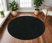 8' Espresso Hand Woven Round Rug-Area Rugs-DECOROLALA