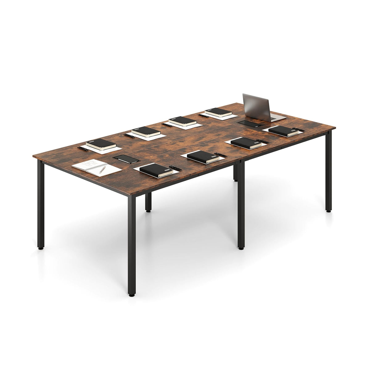 8 FT Conference Room Table Large Meeting Table Seats up to 10 People-Rustic Brown-Standing Desks-DECOROLALA