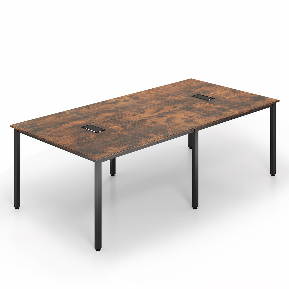 8 FT Conference Room Table Large Meeting Table Seats up to 10 People-Rustic Brown-Standing Desks-DECOROLALA