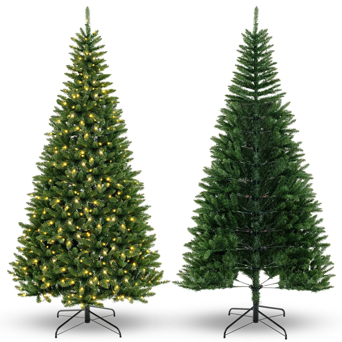 8 FT Corner Artificial Christmas Tree with 1137 Branch Tips and 360 Warm White LED Lights-Christmas Trees-DECOROLALA