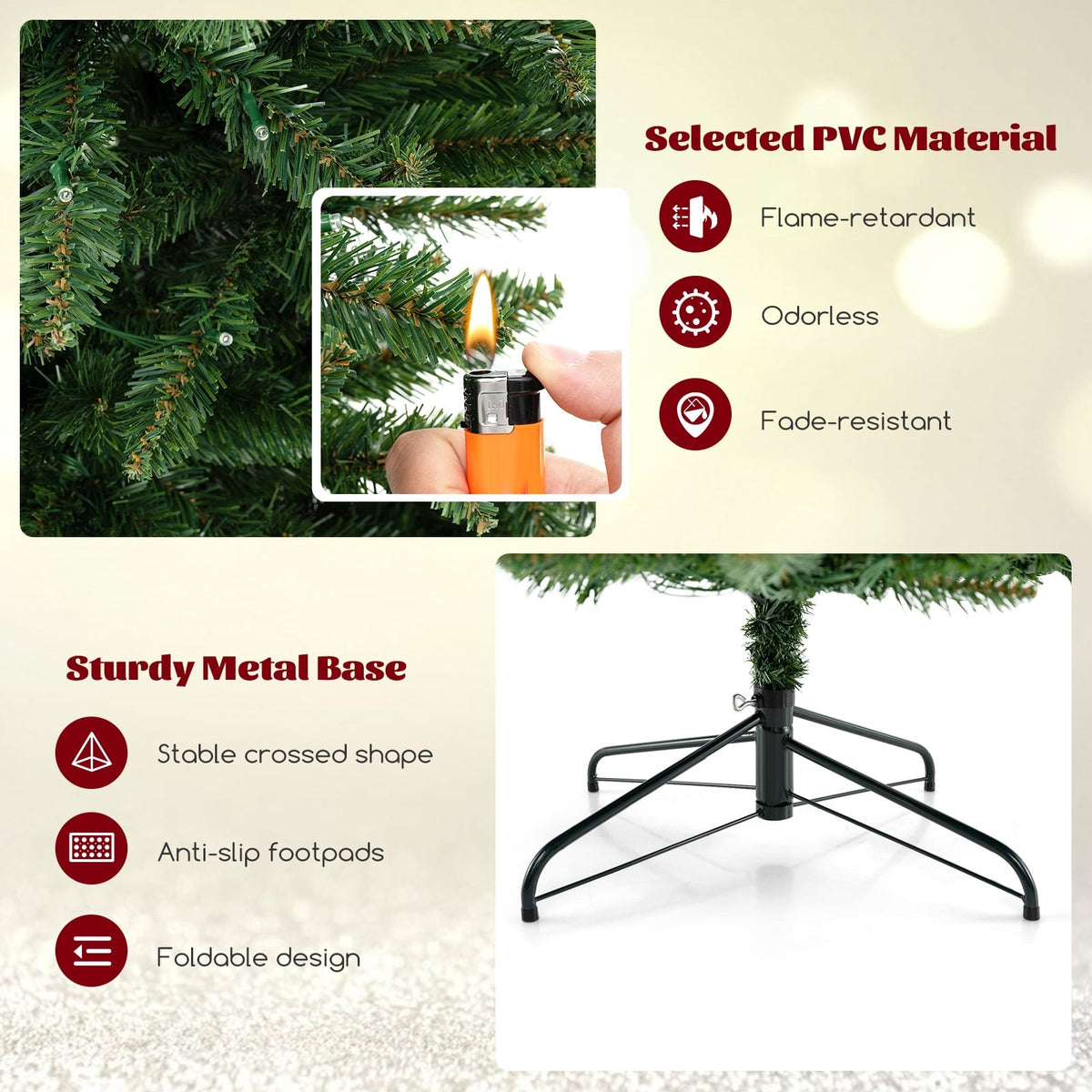 8 FT Corner Artificial Christmas Tree with 1137 Branch Tips and 360 Warm White LED Lights-Christmas Trees-DECOROLALA