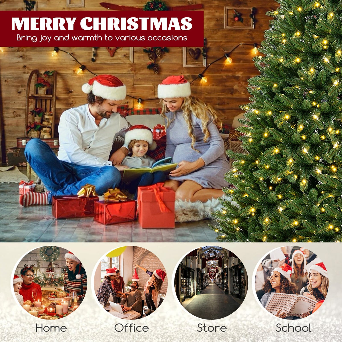 8 FT Corner Artificial Christmas Tree with 1137 Branch Tips and 360 Warm White LED Lights-Christmas Trees-DECOROLALA