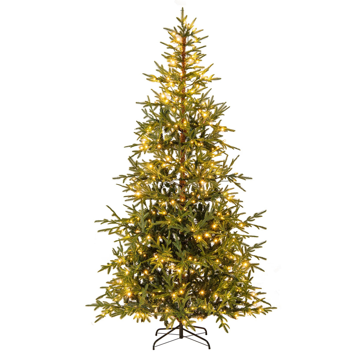 8 FT Pre-Lit Artificial Christmas Tree Hinged Xmas Tree with 400 Warm White & Multicolored LED Lights-Christmas Trees-DECOROLALA