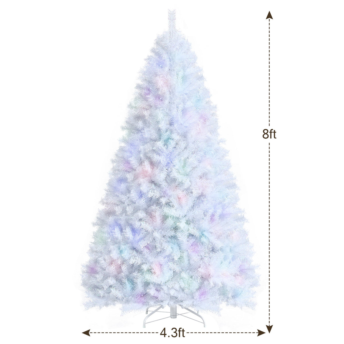8 Feet Artificial Christmas Tree with 1636 Iridescent Branch Tips-Christmas Trees-DECOROLALA
