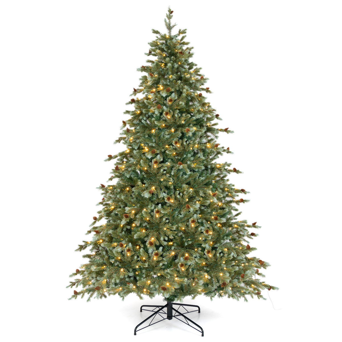 8 Feet Christmas Tree with 8 Lighting Modes and Pine Cones-8 ft-Christmas Trees-DECOROLALA