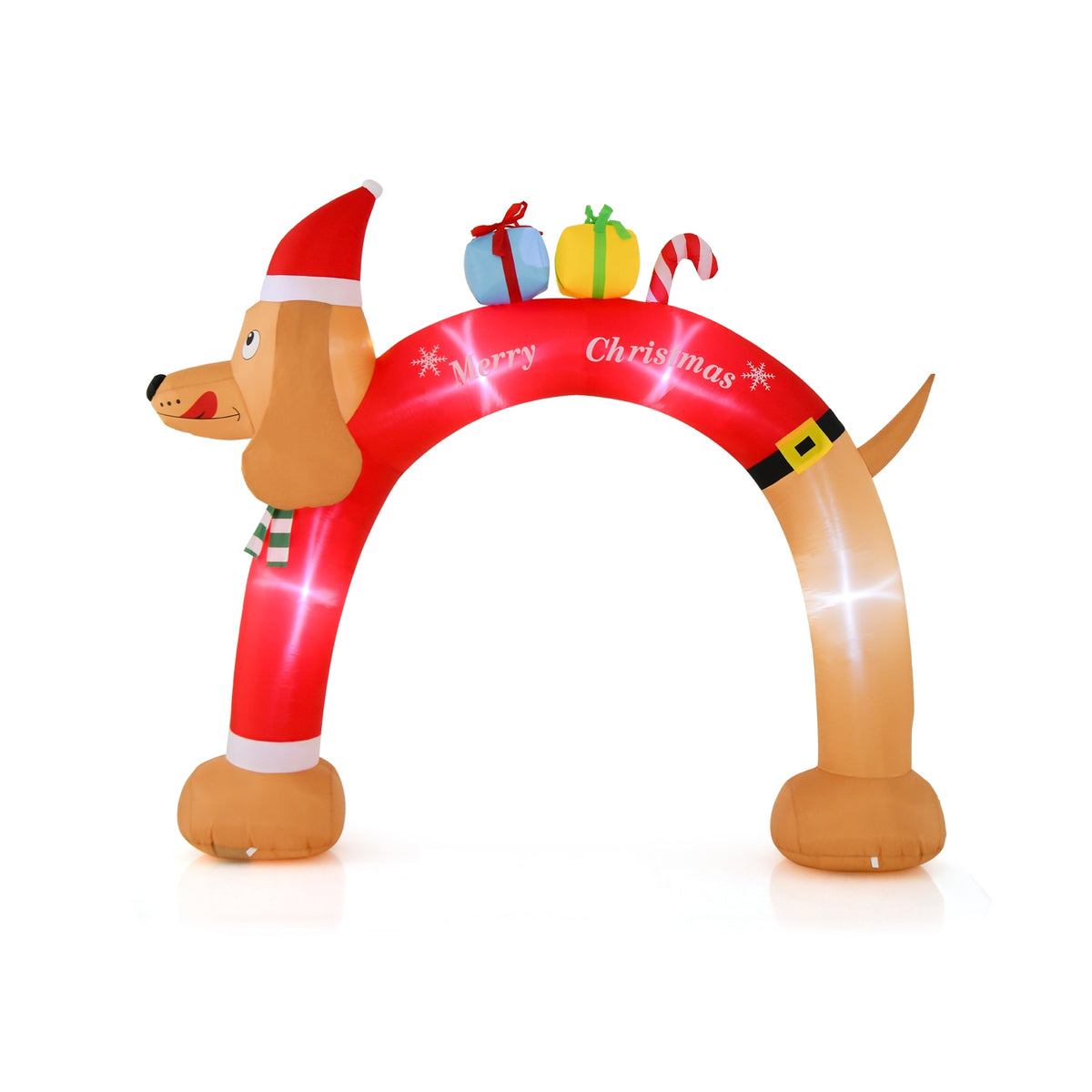 8 Feet Lighted Inflatable Christmas Dachshund Arch with Air Blower-Christmas Inflatables-DECOROLALA