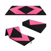 8 Feet PU Leather Folding Gymnastics Mat with Hook and Loop Fasteners-Heart Pink-Yoga & Gym Mats-DECOROLALA