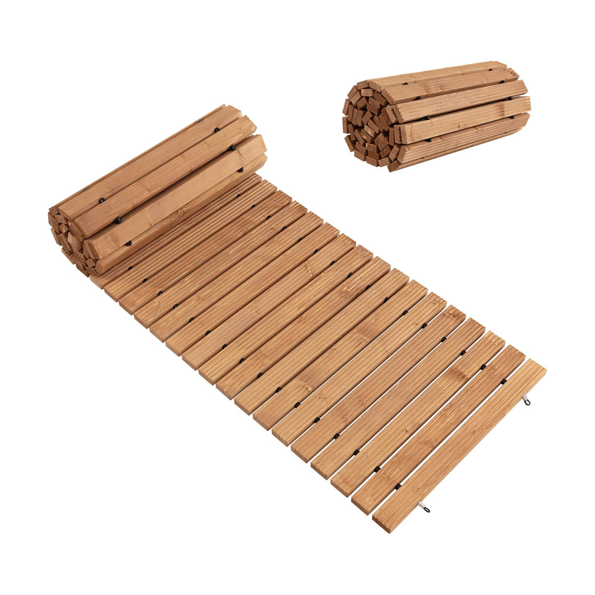 8 Feet Roll-out Weather-Resistant Patio Hardwood Pathway-22 Inch-Garden Pathways-DECOROLALA