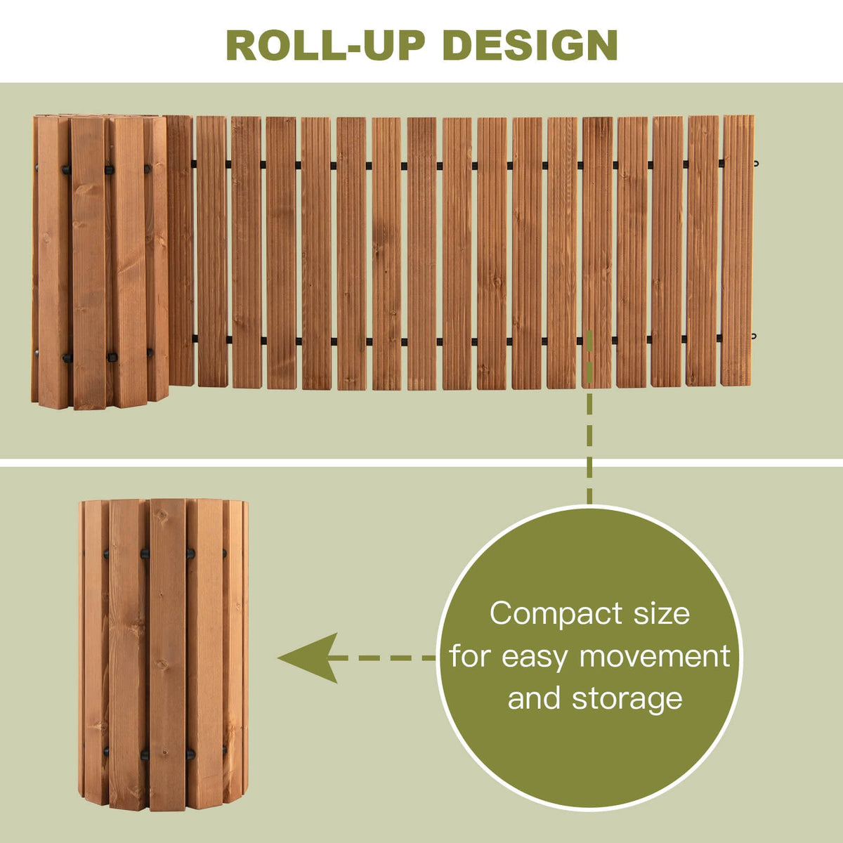 8 Feet Roll-out Weather-Resistant Patio Hardwood Pathway-22 Inch-Garden Pathways-DECOROLALA