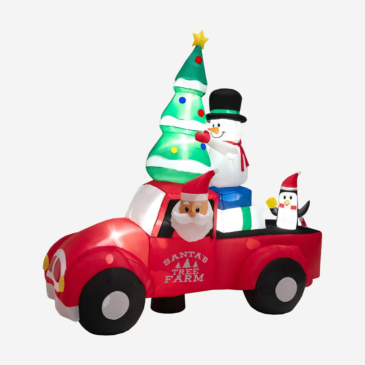 8 Feet Wide Inflatable Santa Claus Driving a Car with LED and Air Blower-Christmas Inflatables-DECOROLALA