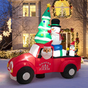 8 Feet Wide Inflatable Santa Claus Driving a Car with LED and Air Blower-Christmas Inflatables-DECOROLALA