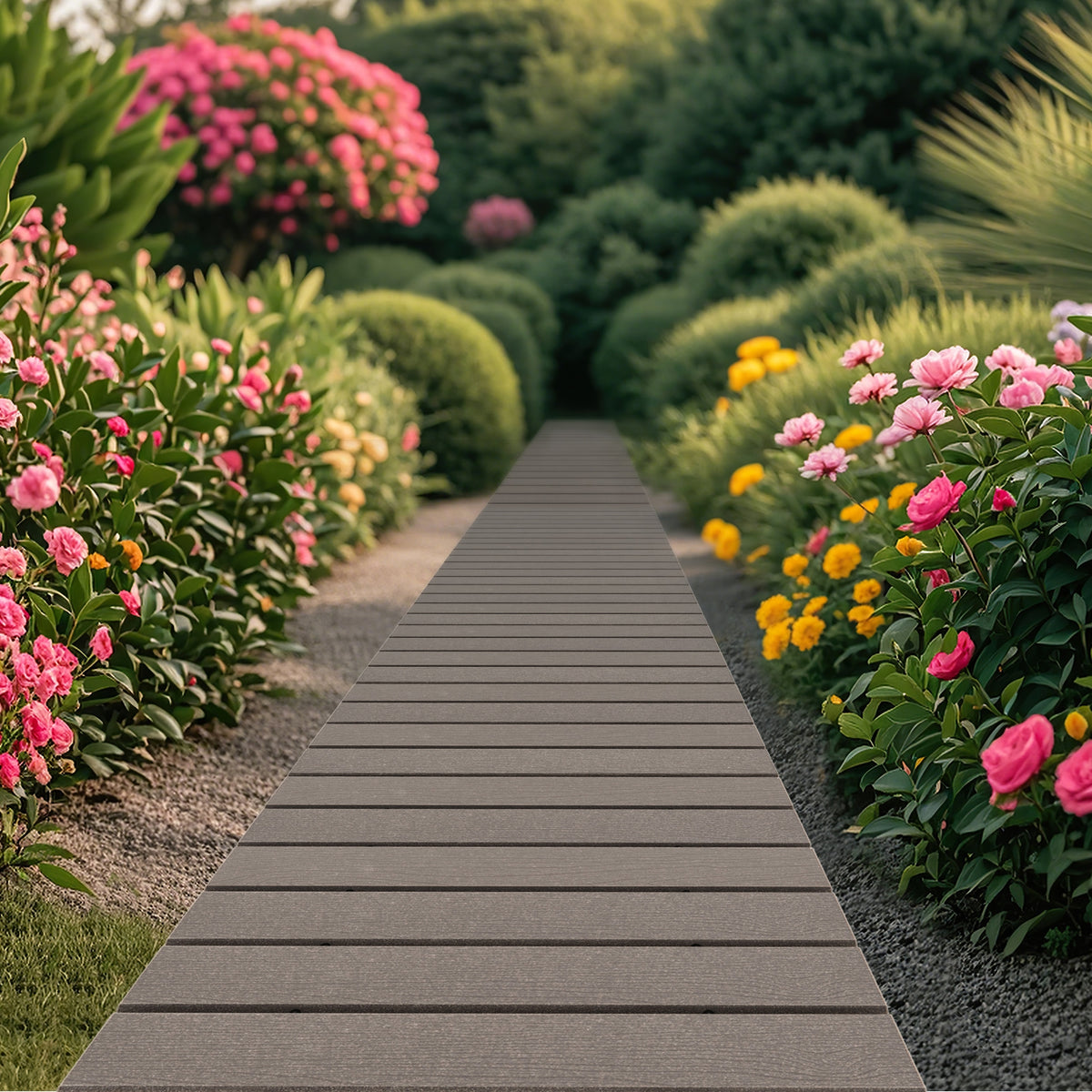 8 Ft Outdoor Garden Pathway Patio Roll Out Straight Walkways with Metal Wire Connection-M-Garden Pathways-DECOROLALA
