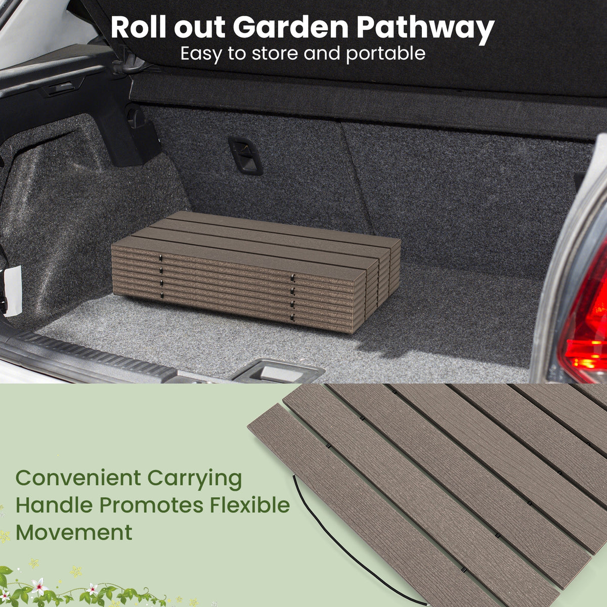 8 Ft Outdoor Garden Pathway Patio Roll Out Straight Walkways with Metal Wire Connection-M-Garden Pathways-DECOROLALA