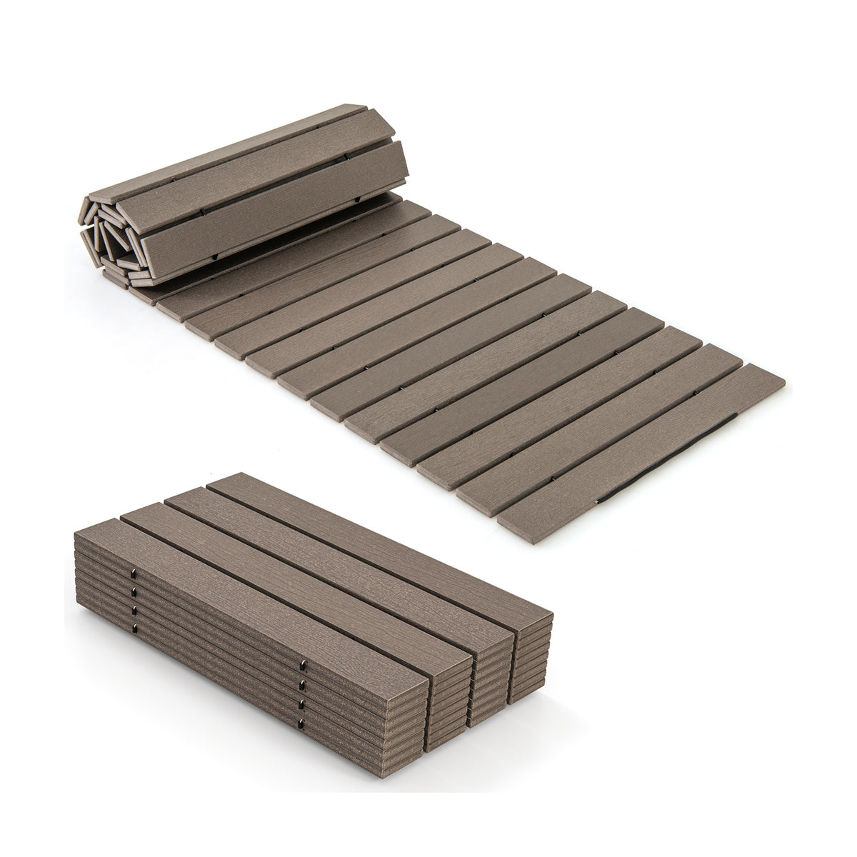8 Ft Outdoor Garden Pathway Patio Roll Out Straight Walkways with Metal Wire Connection-M-Garden Pathways-DECOROLALA
