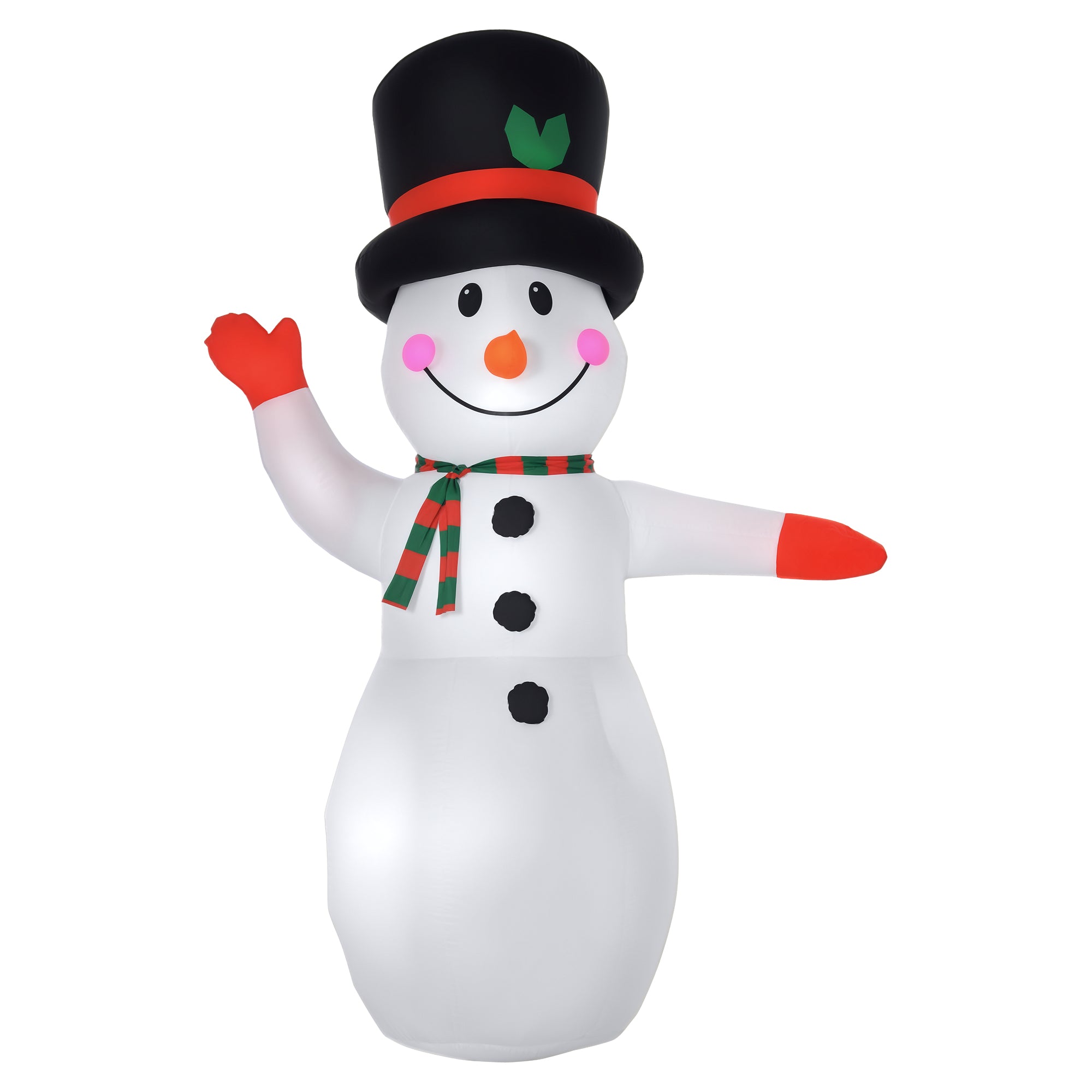 8 Ft Tall Outdoor Lighted Airblown Inflatable Christmas Lawn Decoration - Waving Snowman-Home Furnishings > Holiday & Seasonal > Christmas Decorations > Christmas Inflatables-DECOROLALA
